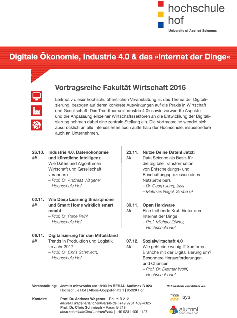 Wagener Hochschule Hof Vortragsreihe Digitalisierung 2016